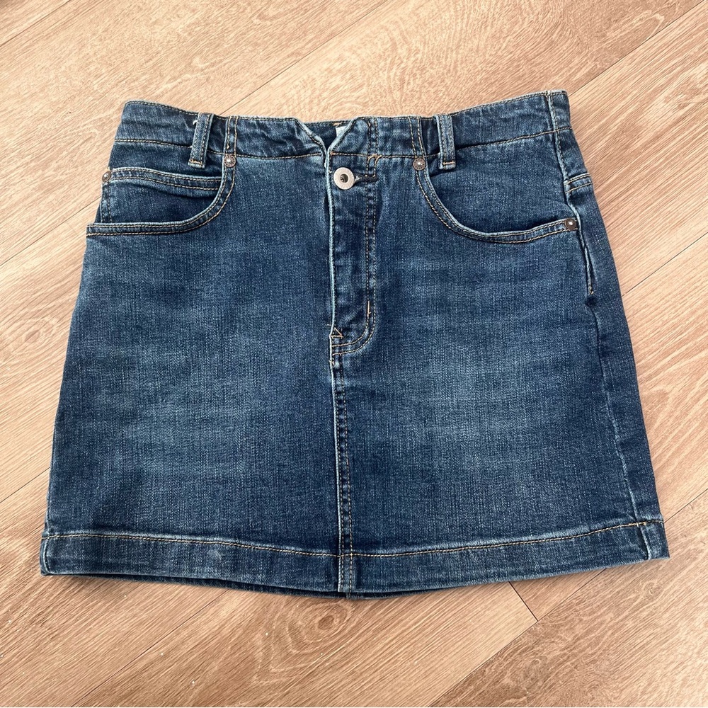 Free People We The Free Blue Stretch Denim High Waist Bodycon Jean Mini Skirt 26
